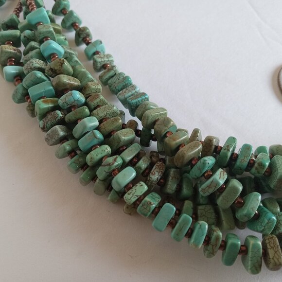 Genuine Signed Silpada 925 and Turqoise 6 Strand Necklace - Picture 3 of 7